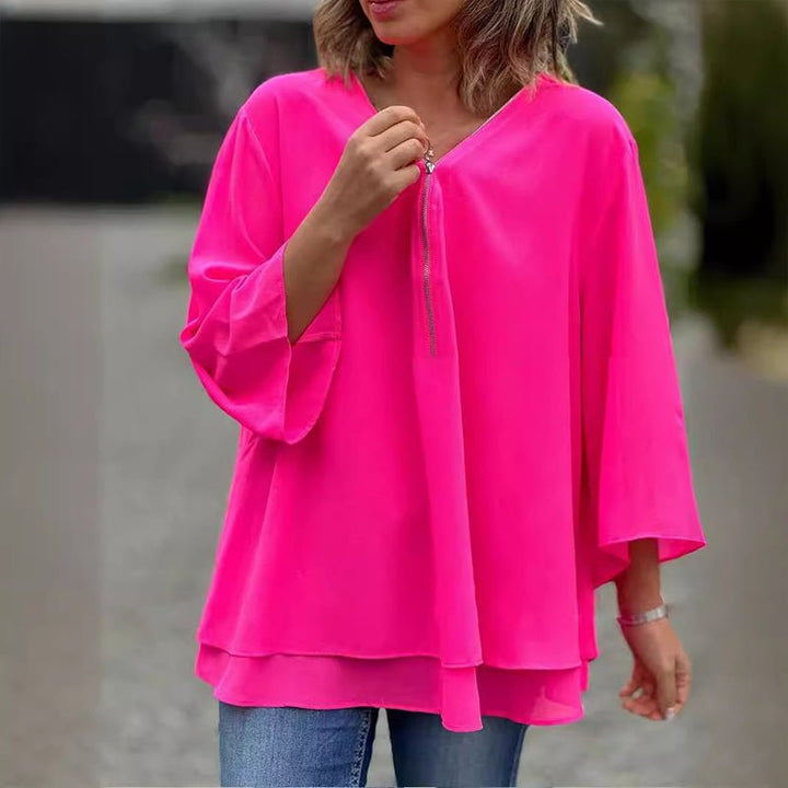 Amina | Chiffon Zipper Blouse