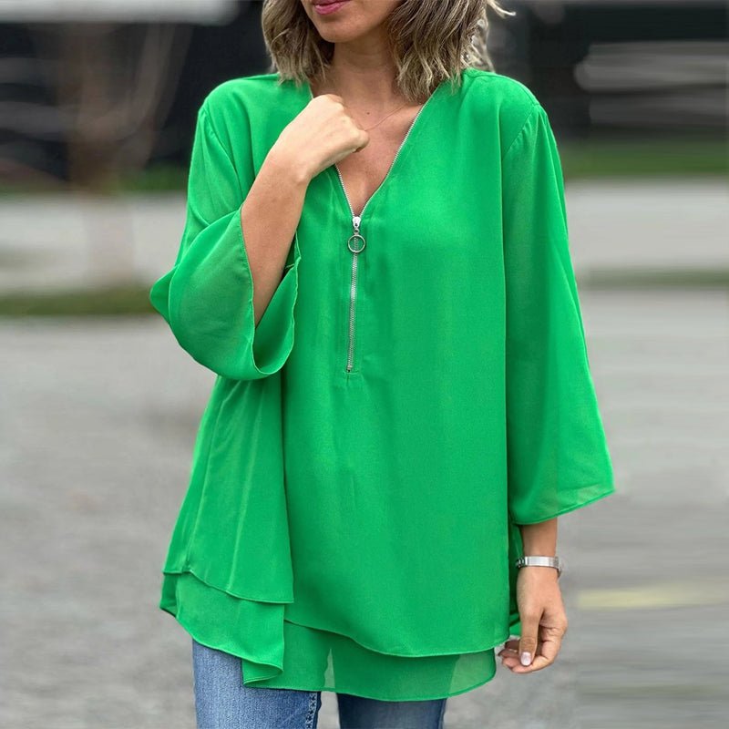 Amina | Chiffon Zipper Blouse