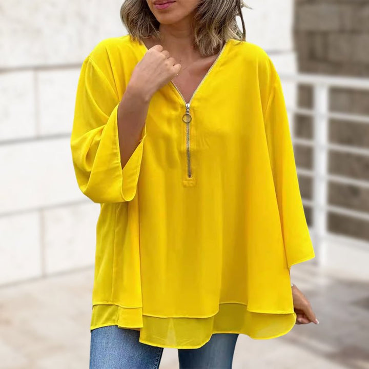 Amina | Chiffon Zipper Blouse