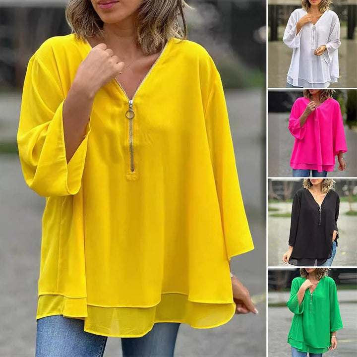 Amina | Chiffon Zipper Blouse